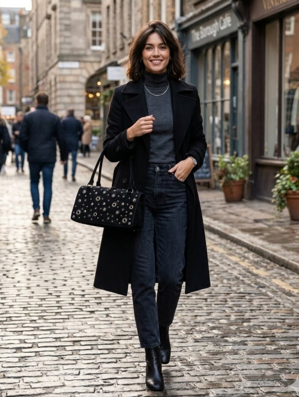 Black Grommet Suede  Bag